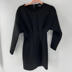 Nasty Gal Neoprene Black Long Sleeve Cinched Waist Mini Dress NWT Womens XXS